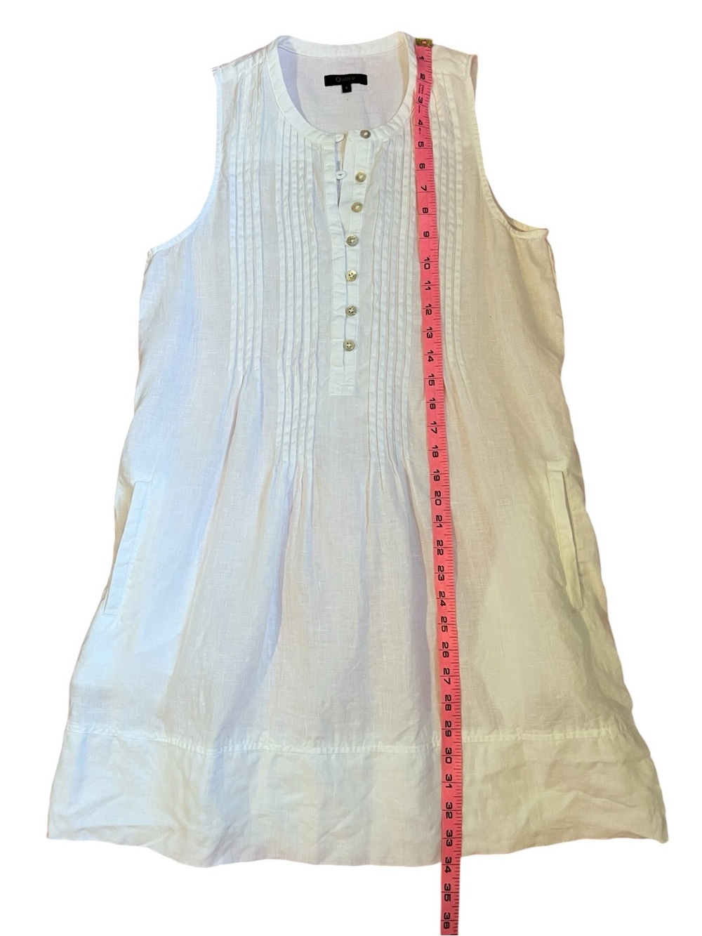 Quince 100% European Linen Sleeveless Swing Dress Pintuck White size Small - Picture 14 of 14
